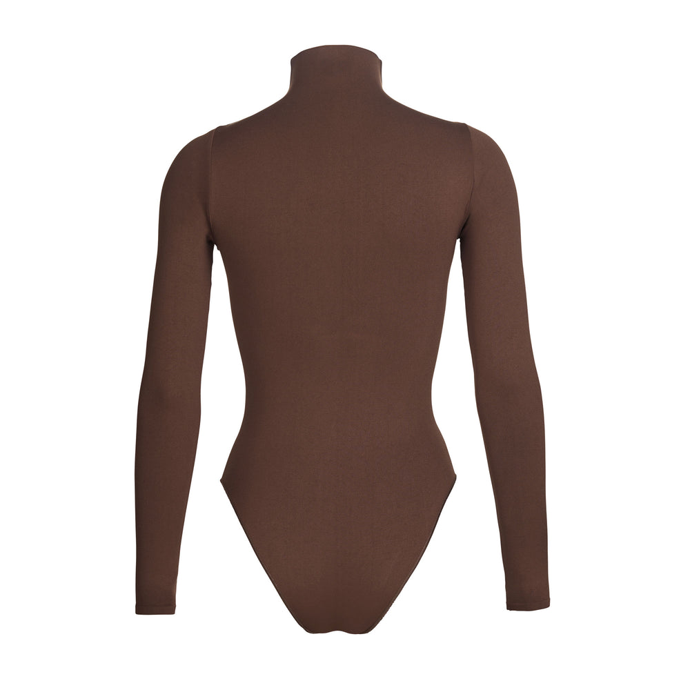 Skims ESSENTIAL MOCK NECK Long Sleeve Bodysuit Koffie | QXM-934025
