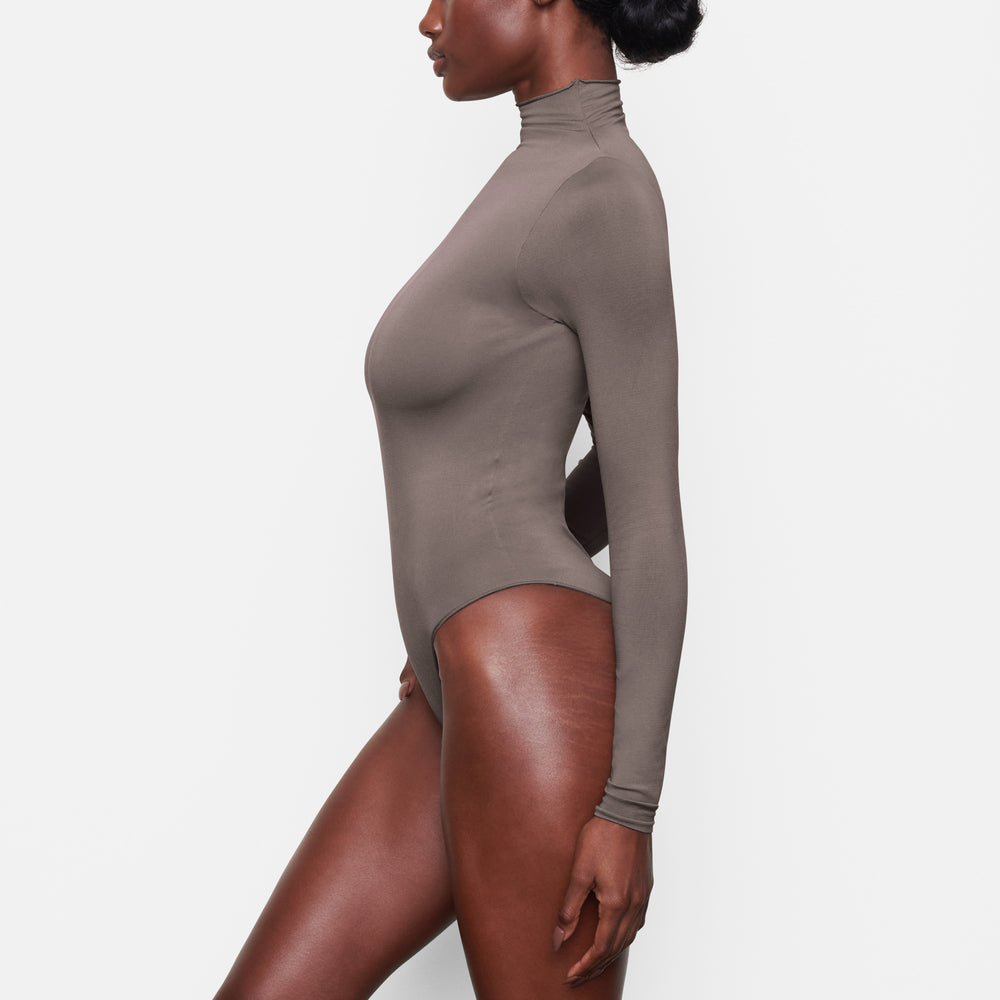 Skims ESSENTIAL MOCK NECK Long Sleeve Bodysuit Paars Grijs | URK-407365