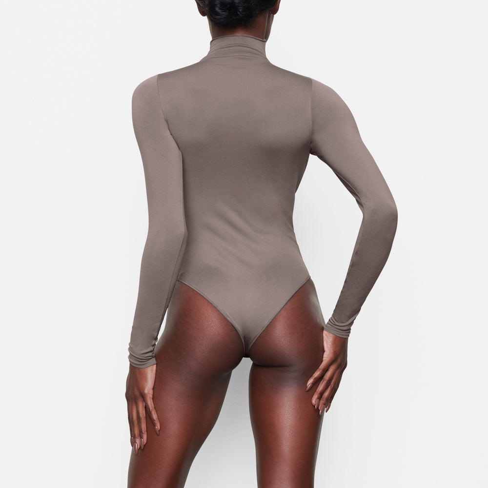 Skims ESSENTIAL MOCK NECK Long Sleeve Bodysuit Paars Grijs | URK-407365