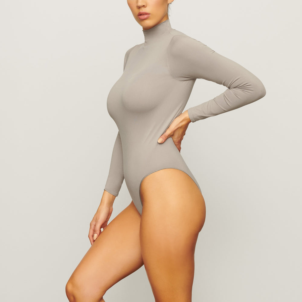 Skims ESSENTIAL MOCK NECK Long Sleeve Bodysuit Grijs | ZGS-749285