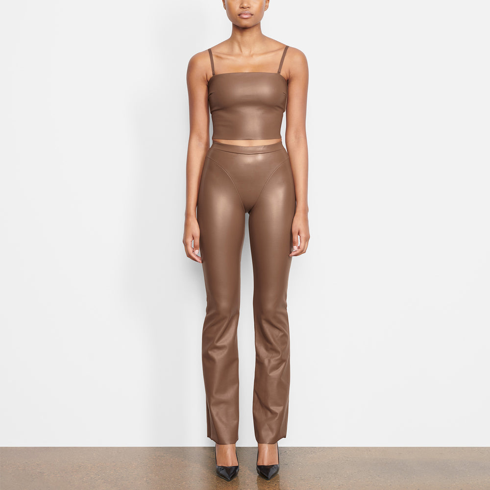 Skims FAUX LEATHER Bandeau Top Bruin | AXP-873265