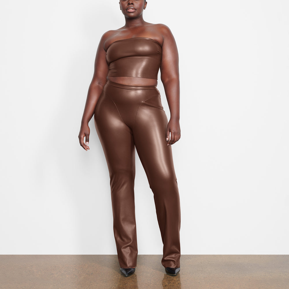 Skims FAUX LEATHER Bandeau Top Chocola | VAS-812056