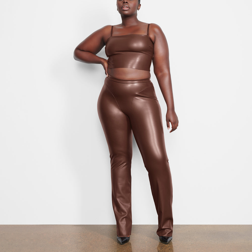 Skims FAUX LEATHER Bandeau Top Chocola | VAS-812056