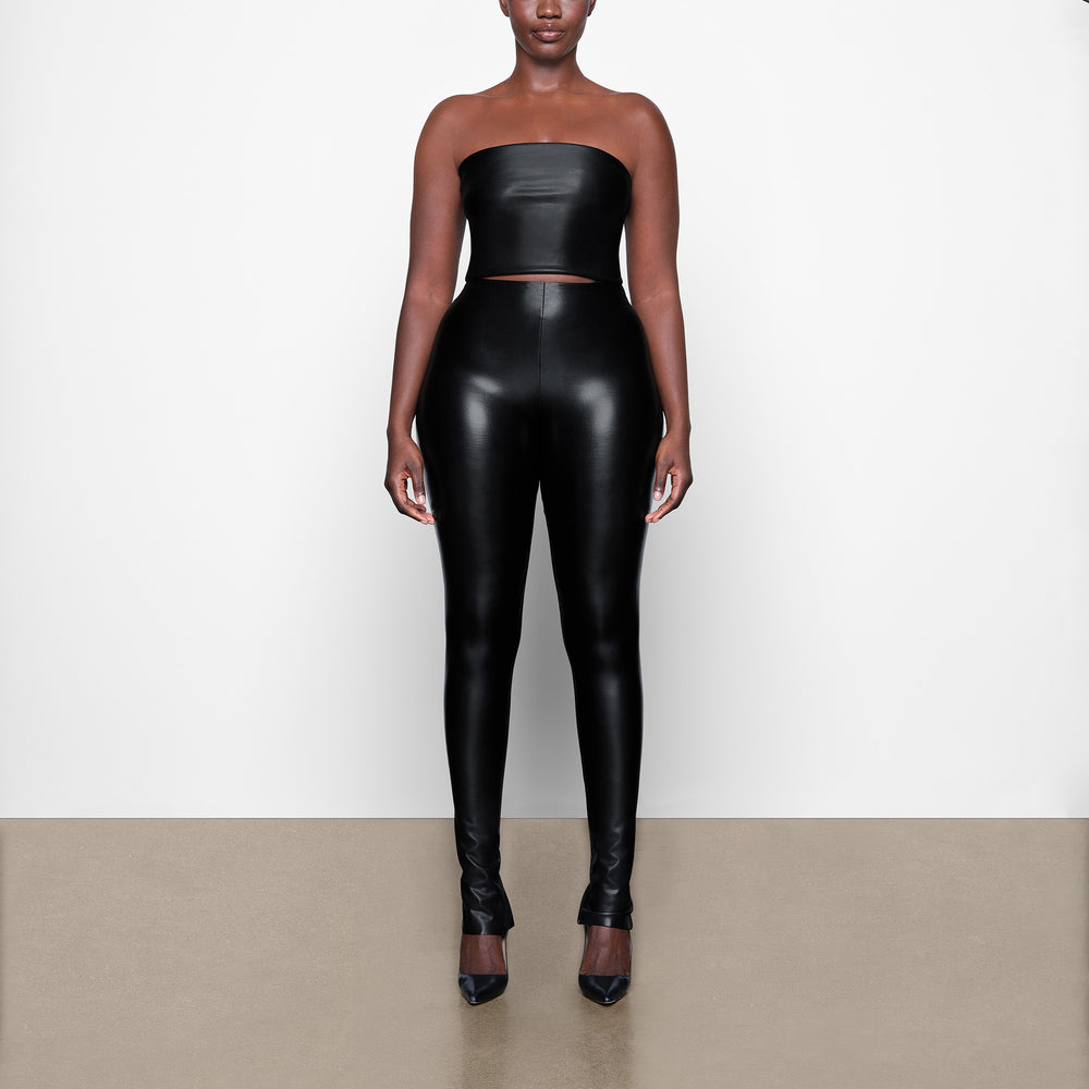 Skims FAUX LEATHER Bandeau Top Zwart | XWK-921763