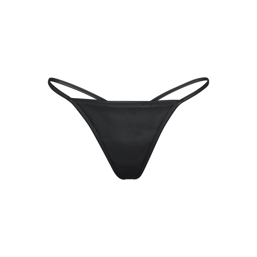 Skims FAUX LEATHER STRING Thong Zwart | MQN-146078