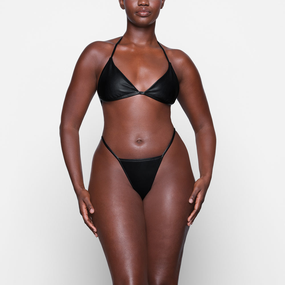 Skims FAUX LEATHER TRIANGLE Bralette Zwart | QSL-859467