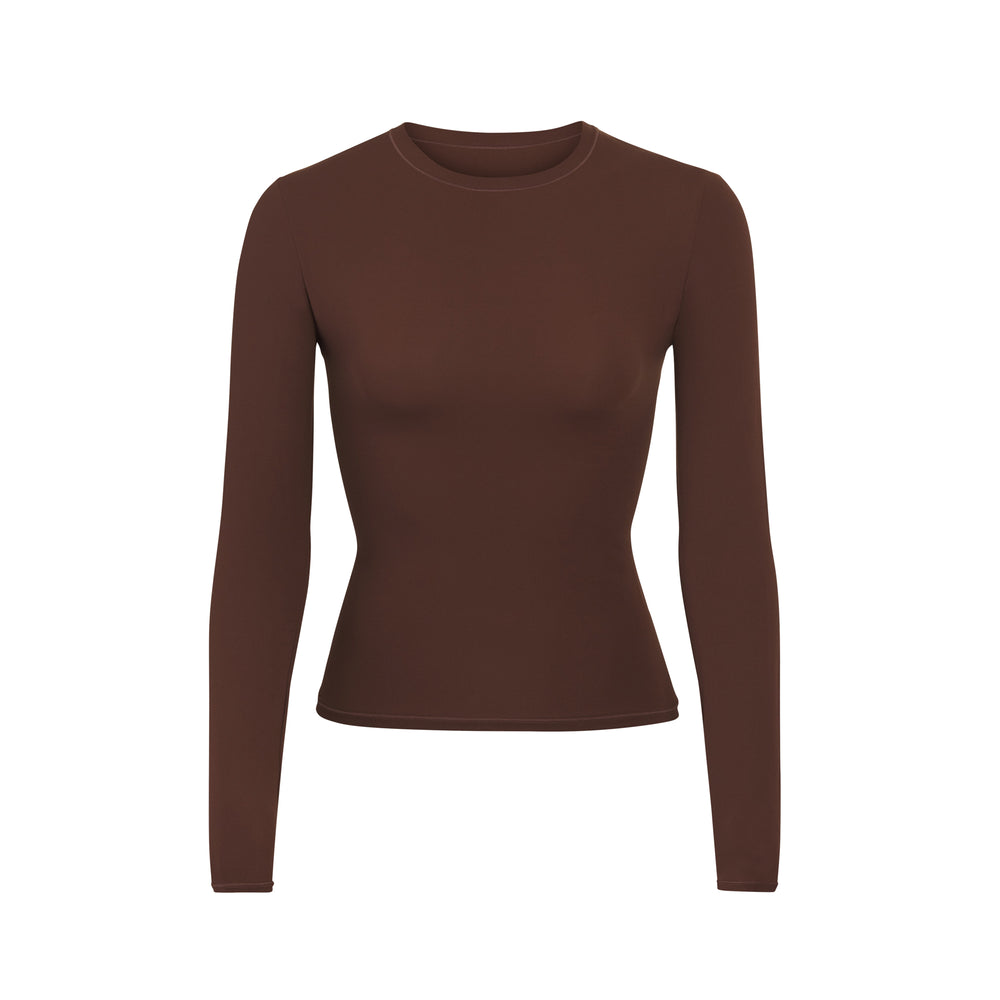 Skims FITS EVERYBODY LONG SLEEVE T-shirt Chocola | OTJ-135478