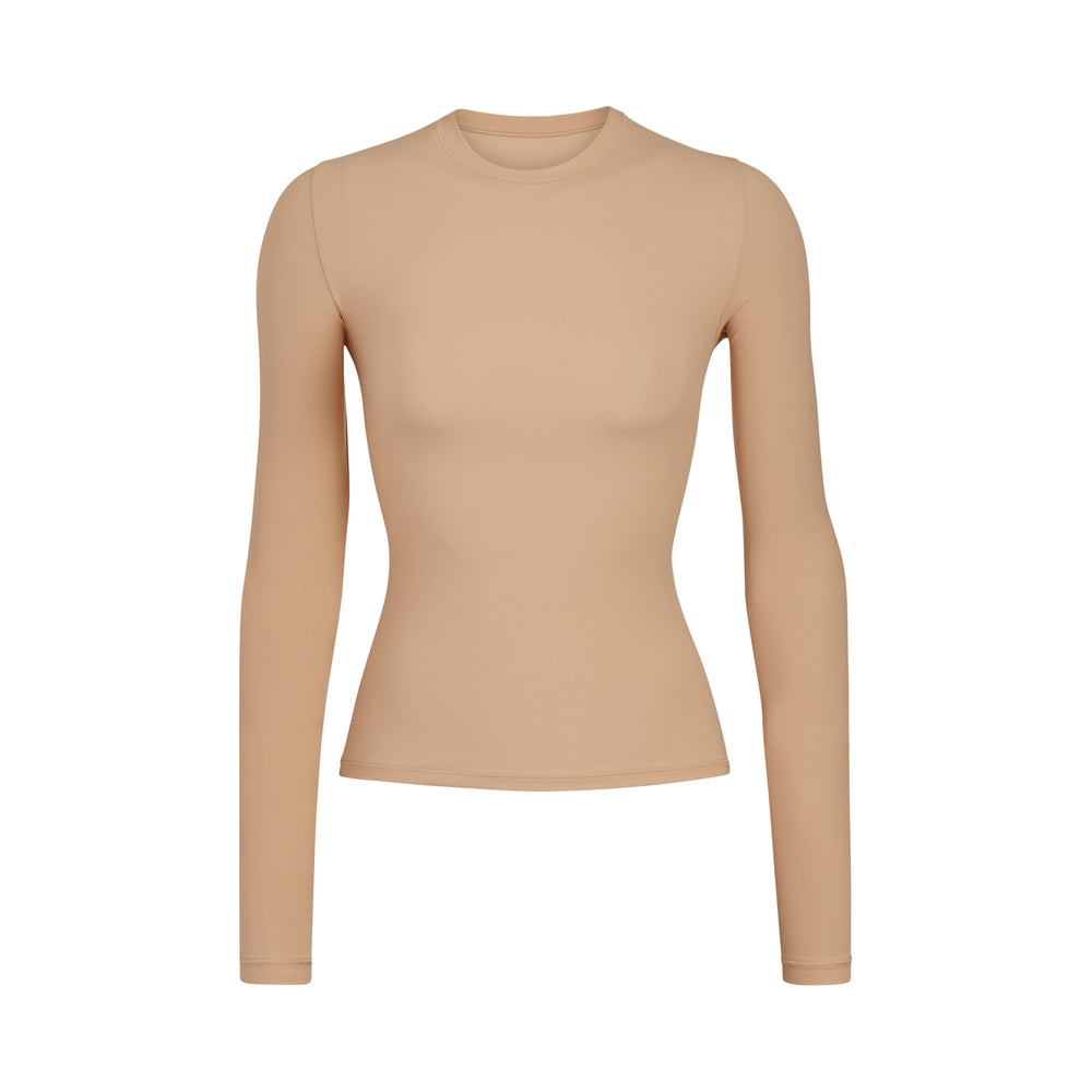 Skims FITS EVERYBODY LONG SLEEVE T-shirt Beige | QOU-761598