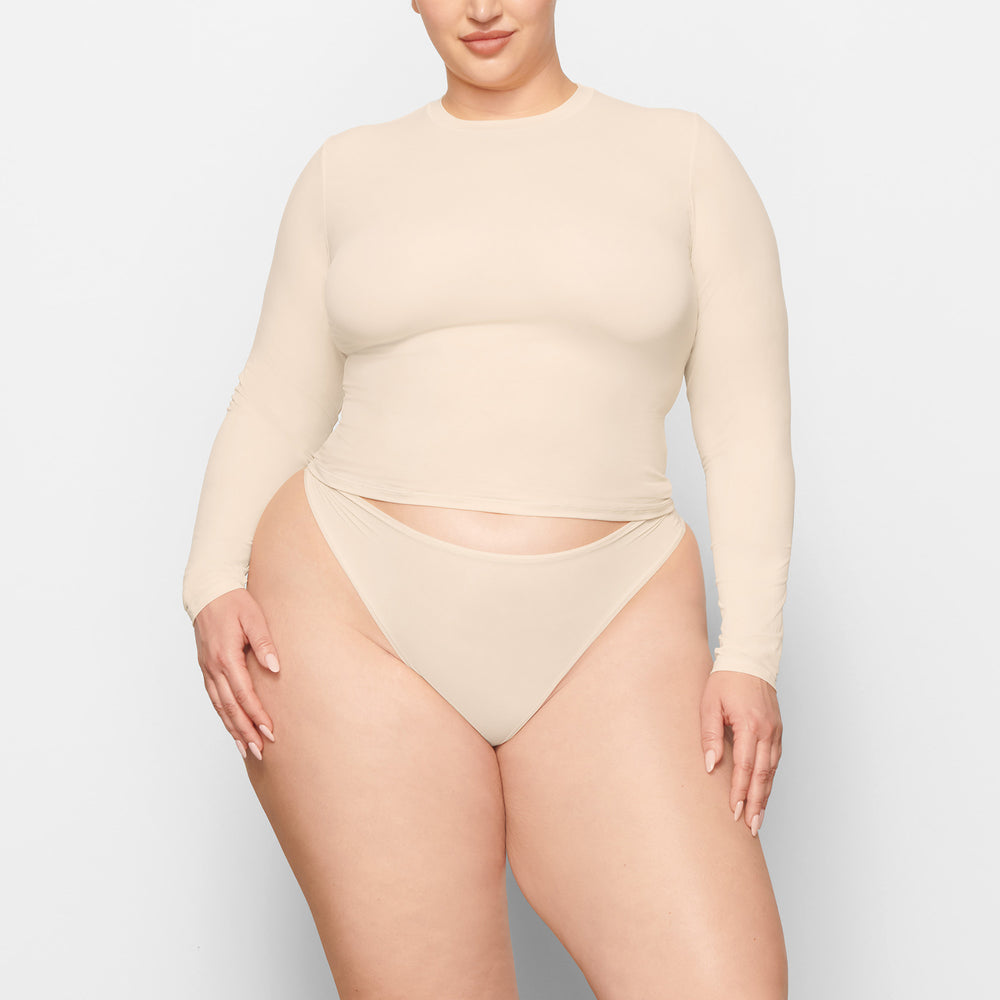 Skims FITS EVERYBODY LONG SLEEVE T-shirt Bruin | VLU-935108