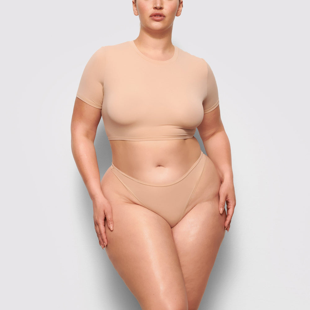 Skims FITS EVERYBODY SUPER CROPPED T-shirt Beige | DTB-306894