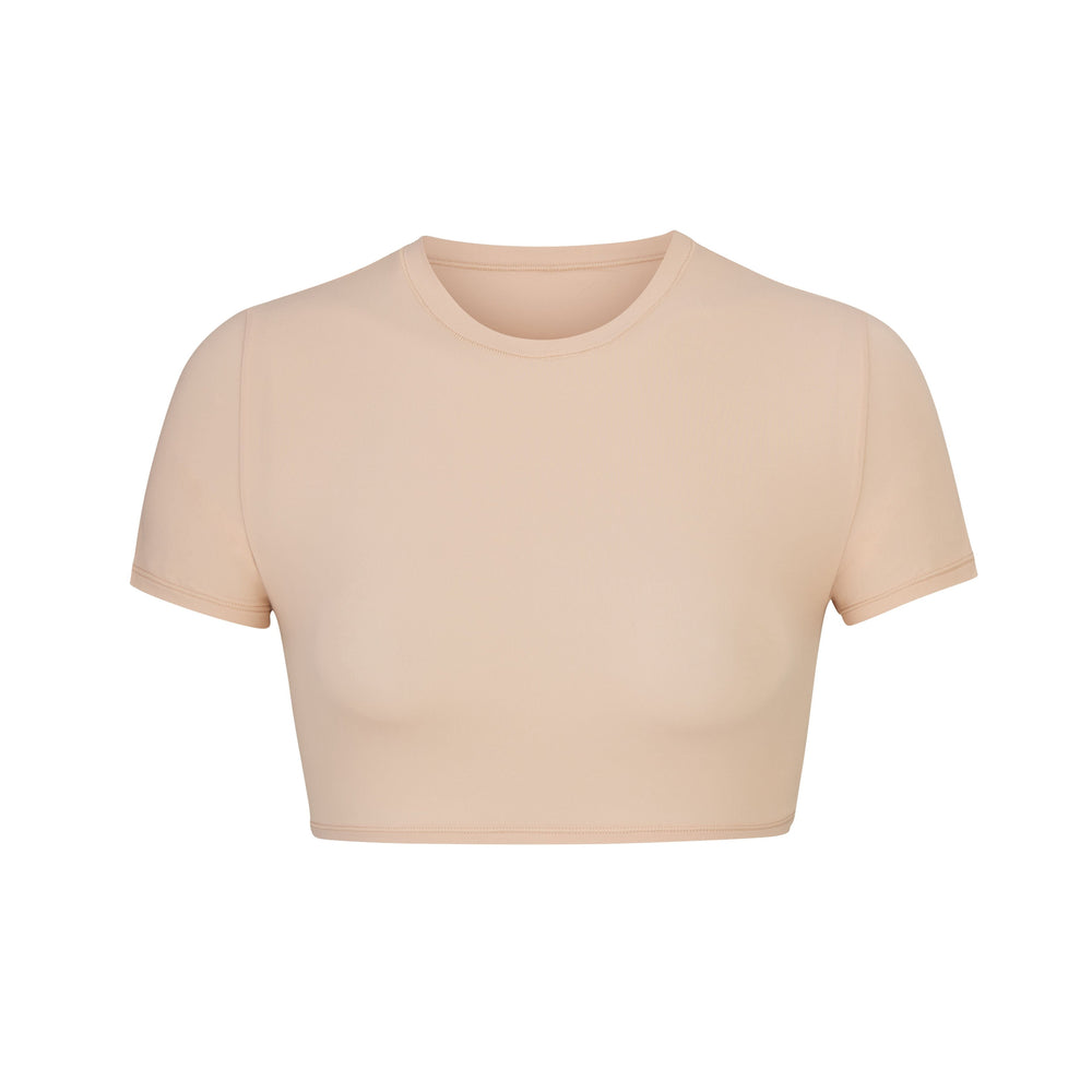 Skims FITS EVERYBODY SUPER CROPPED T-shirt Beige | DTB-306894