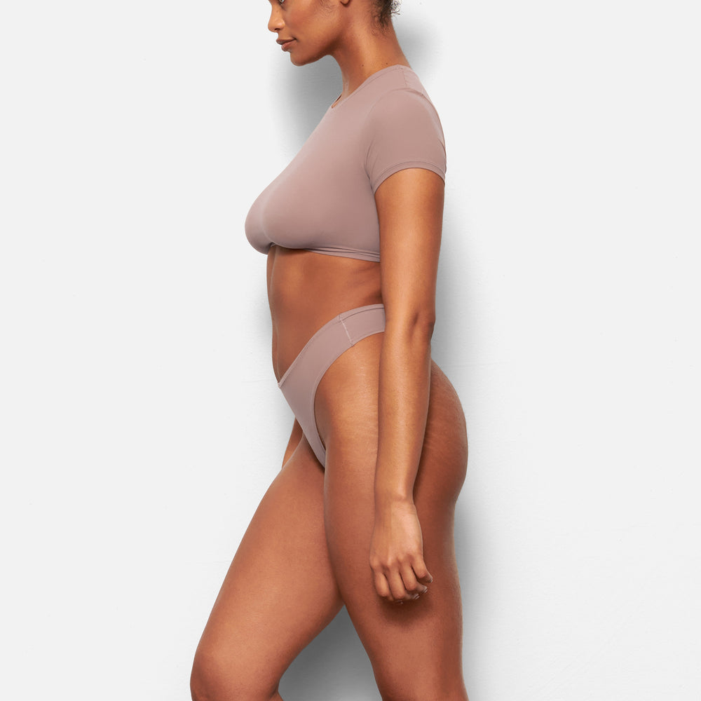 Skims FITS EVERYBODY SUPER CROPPED T-shirt Bruin | EOX-908125