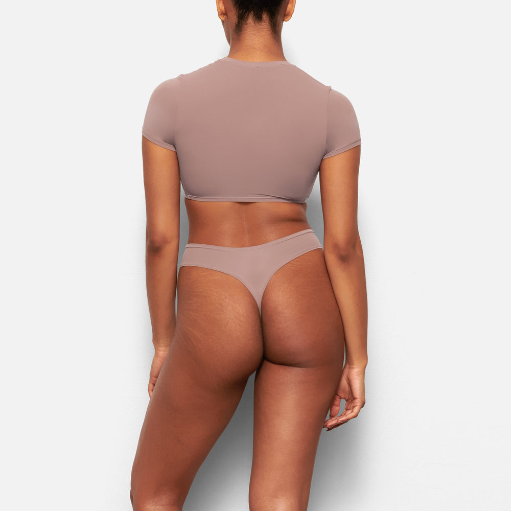 Skims FITS EVERYBODY SUPER CROPPED T-shirt Bruin | EOX-908125