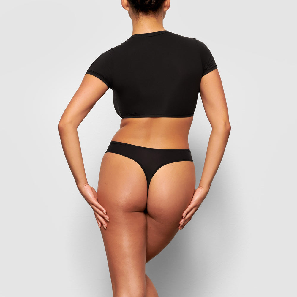 Skims FITS EVERYBODY SUPER CROPPED T-shirt Zwart | GJV-514093