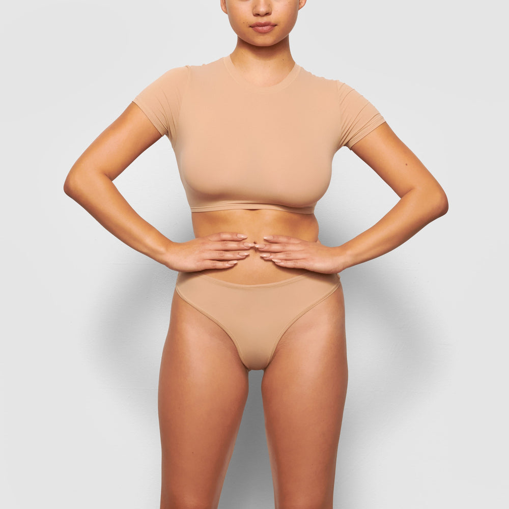 Skims FITS EVERYBODY SUPER CROPPED T-shirt Beige | GPS-216940