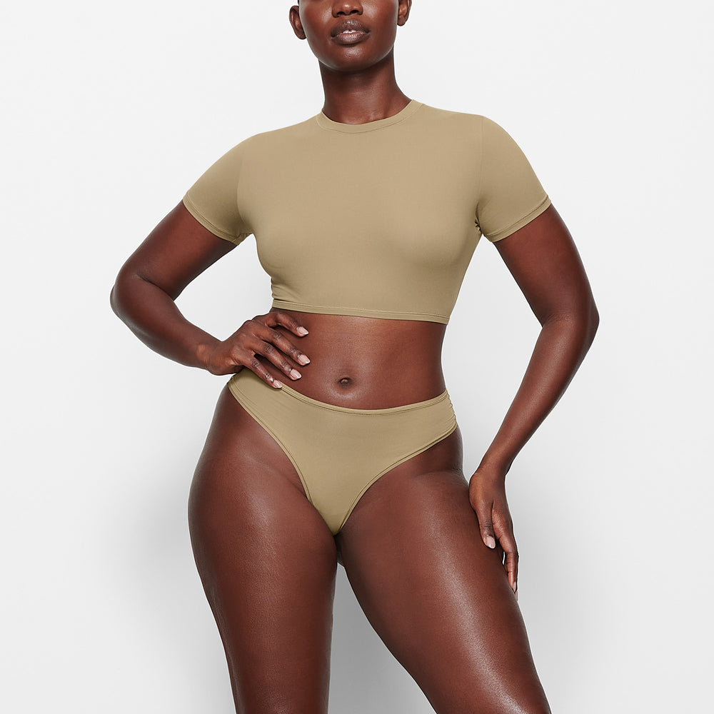 Skims FITS EVERYBODY SUPER CROPPED T-shirt Khaki | QST-508643