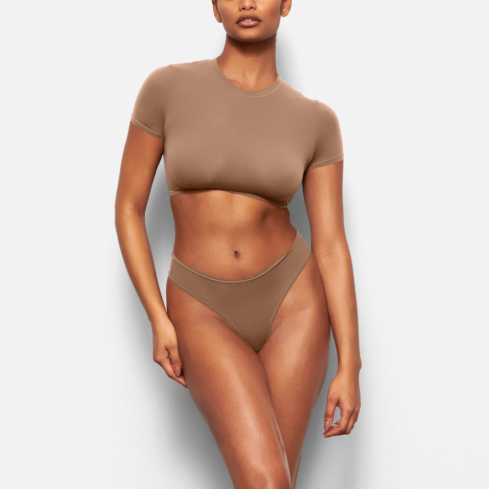 Skims FITS EVERYBODY SUPER CROPPED T-shirt Abrikoos | RJM-428591