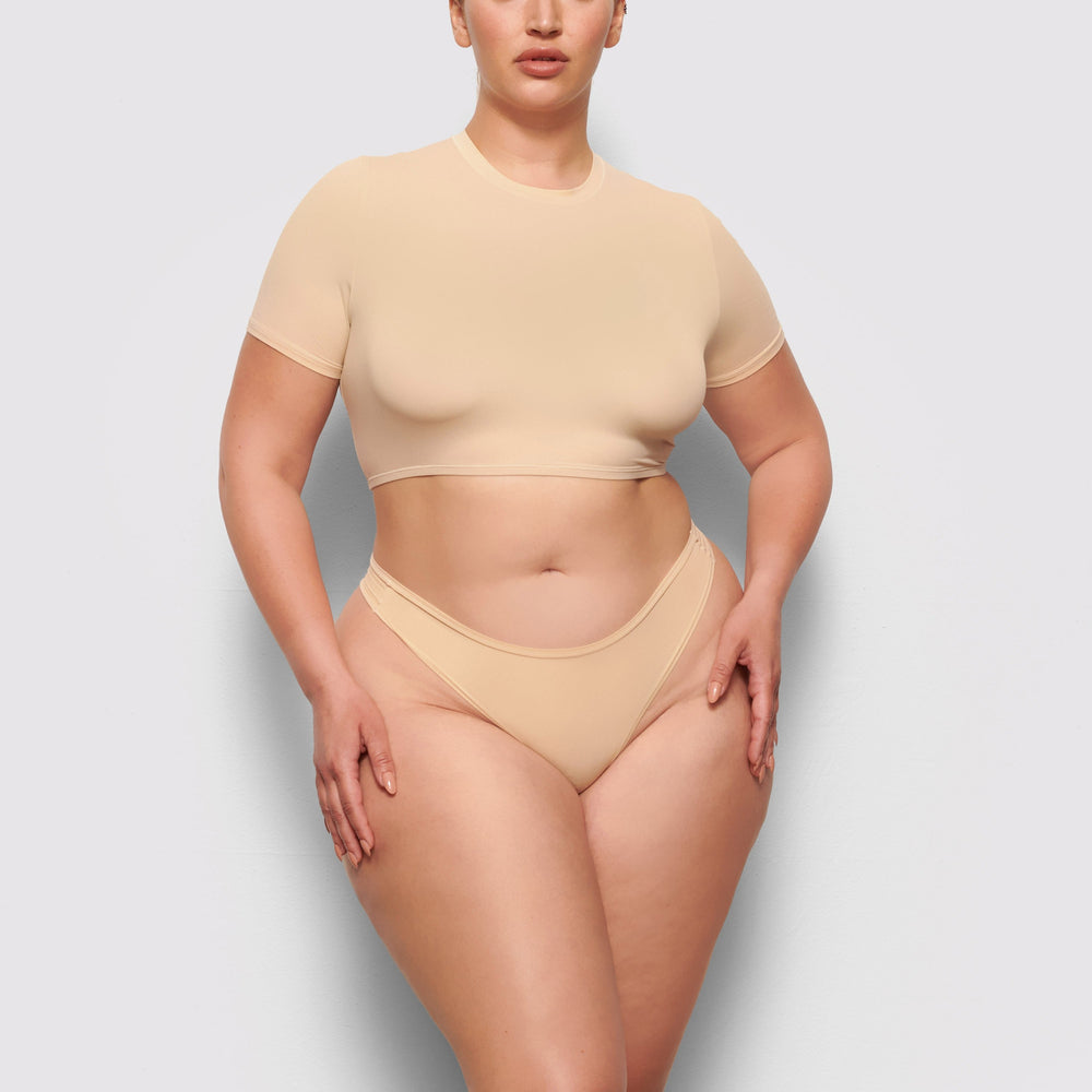 Skims FITS EVERYBODY SUPER CROPPED T-shirt Bruin | WSE-239718