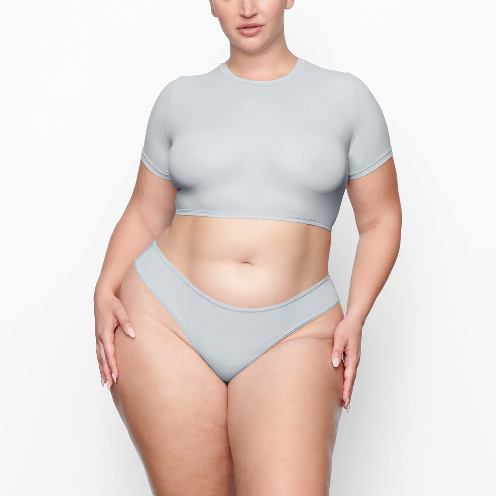 Skims FITS EVERYBODY SUPER CROPPED T-shirt Blauw | XAO-743509