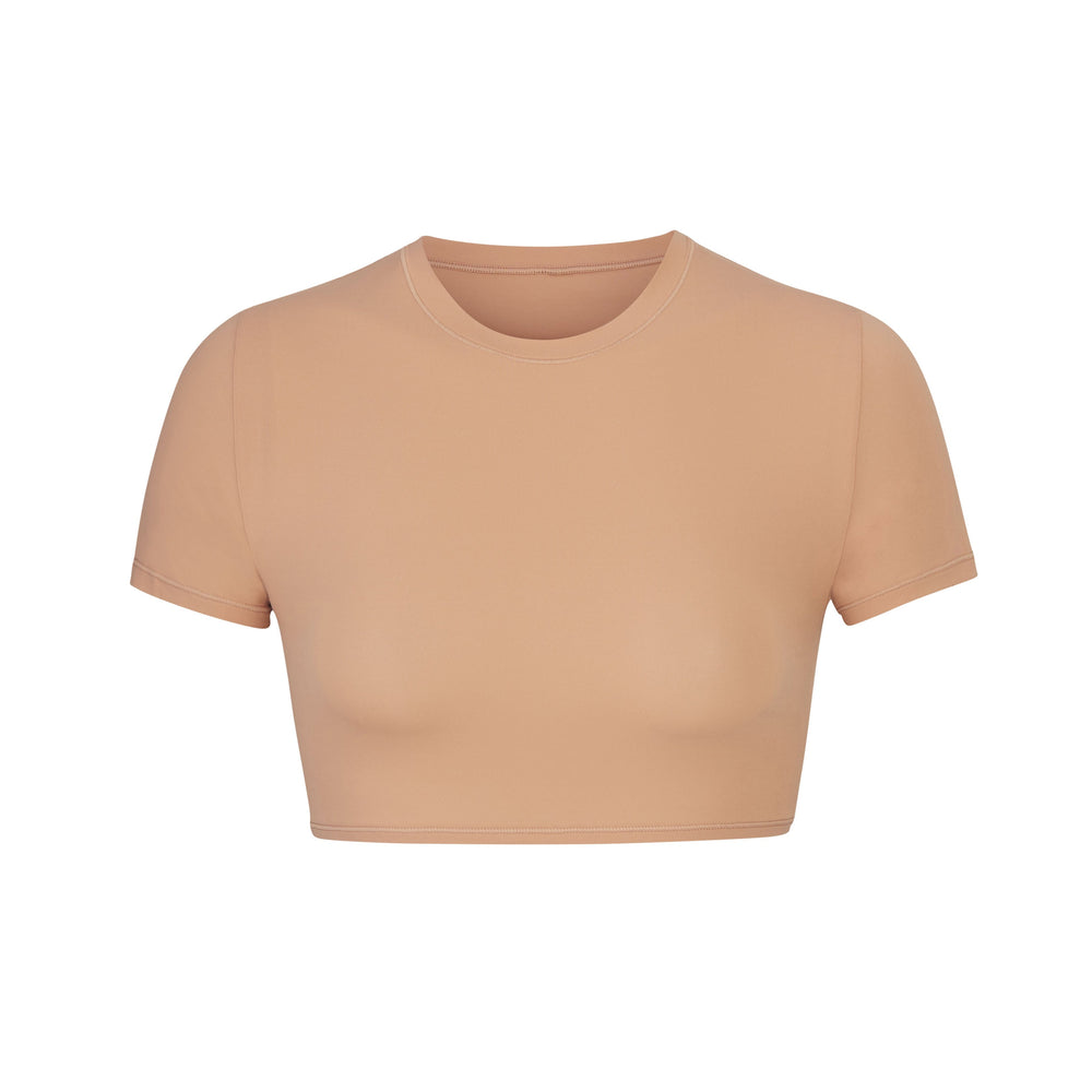 Skims FITS EVERYBODY SUPER CROPPED T-shirt Beige | ZRI-149650