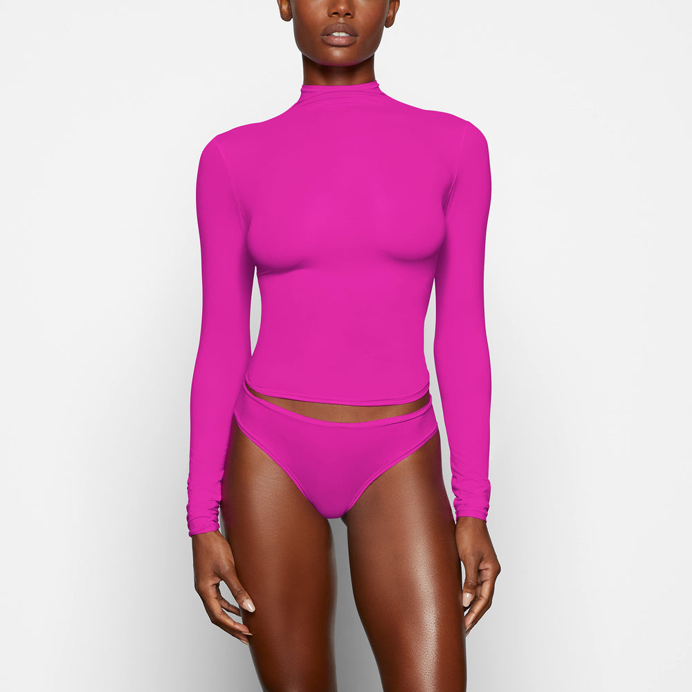 Skims FITS EVERYBODY TURTLENECK T-shirt Fuchsie | ENX-190275