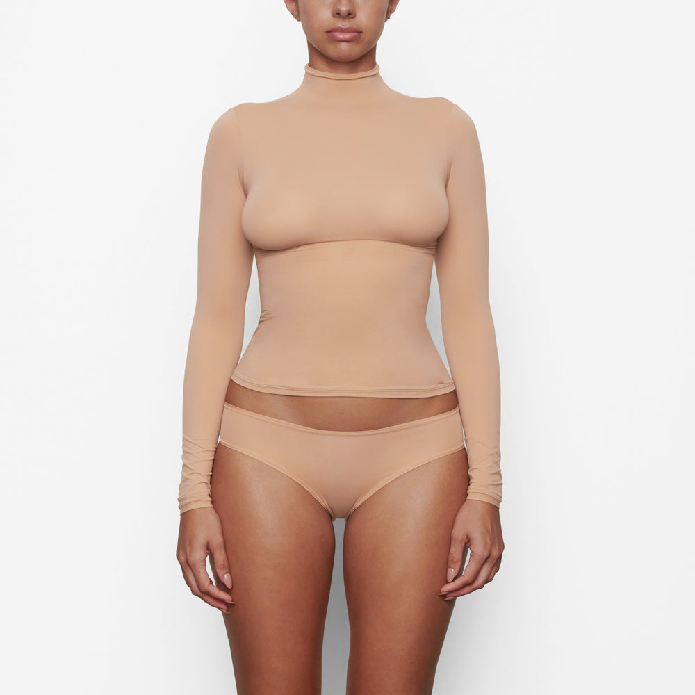 Skims FITS EVERYBODY TURTLENECK T-shirt Beige | UIX-301249