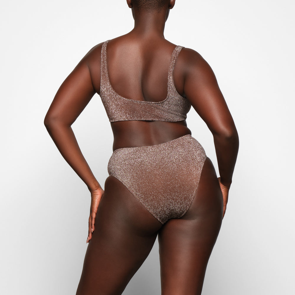 Skims GLITTER SWIM MID WAIST BOTTOM Two Pieces Chocola | MZT-928073