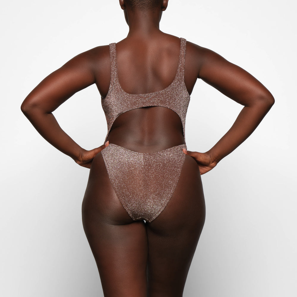 Skims GLITTER SWIM MONOKINI One Piece Chocola | CYW-932175