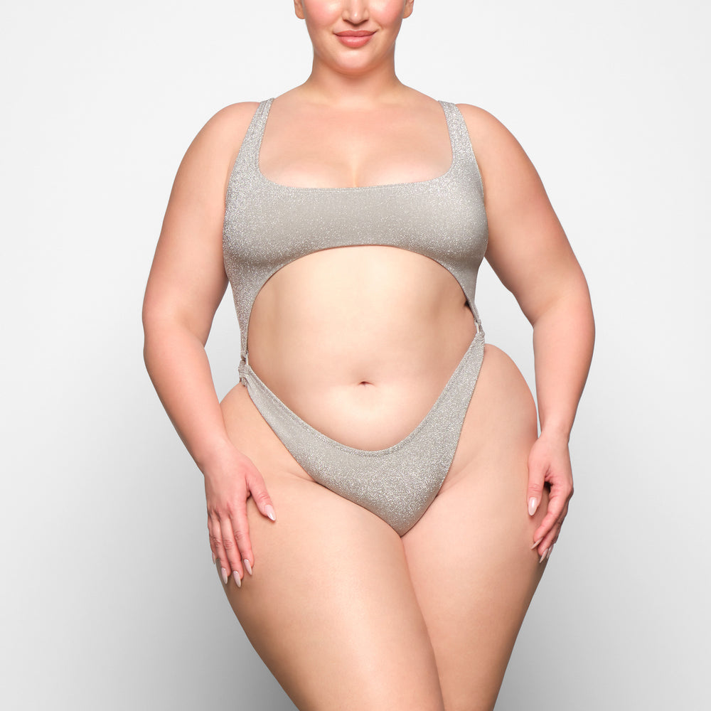 Skims GLITTER SWIM MONOKINI One Piece Grijs | TJX-416093