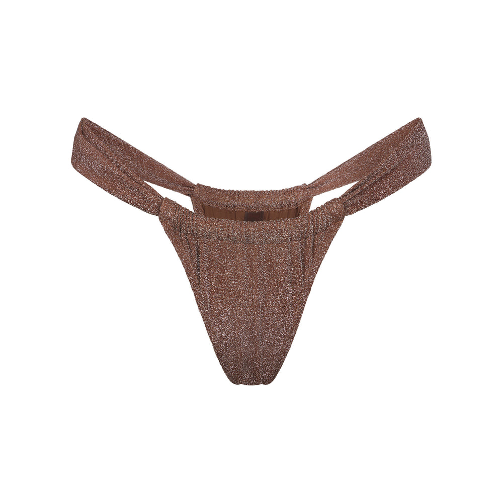 Skims GLITTER SWIM RUCHED BIKINI TANGA Two Pieces Bruin | AMD-402967