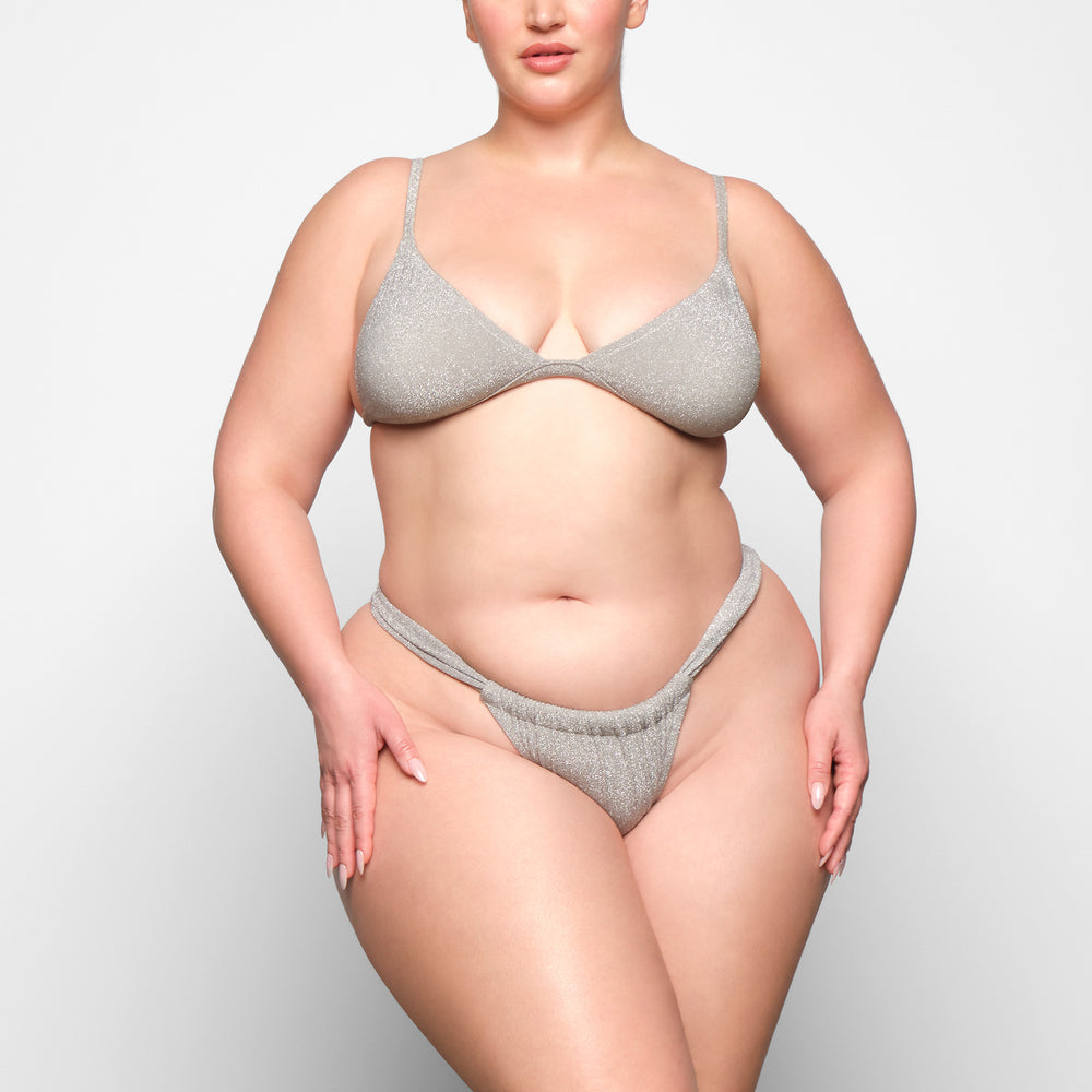 Skims GLITTER SWIM RUCHED BIKINI TANGA Two Pieces Grijs | DCS-270453