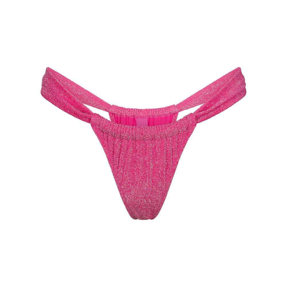 Skims GLITTER SWIM RUCHED BIKINI TANGA Two Pieces Roze | GQC-986014