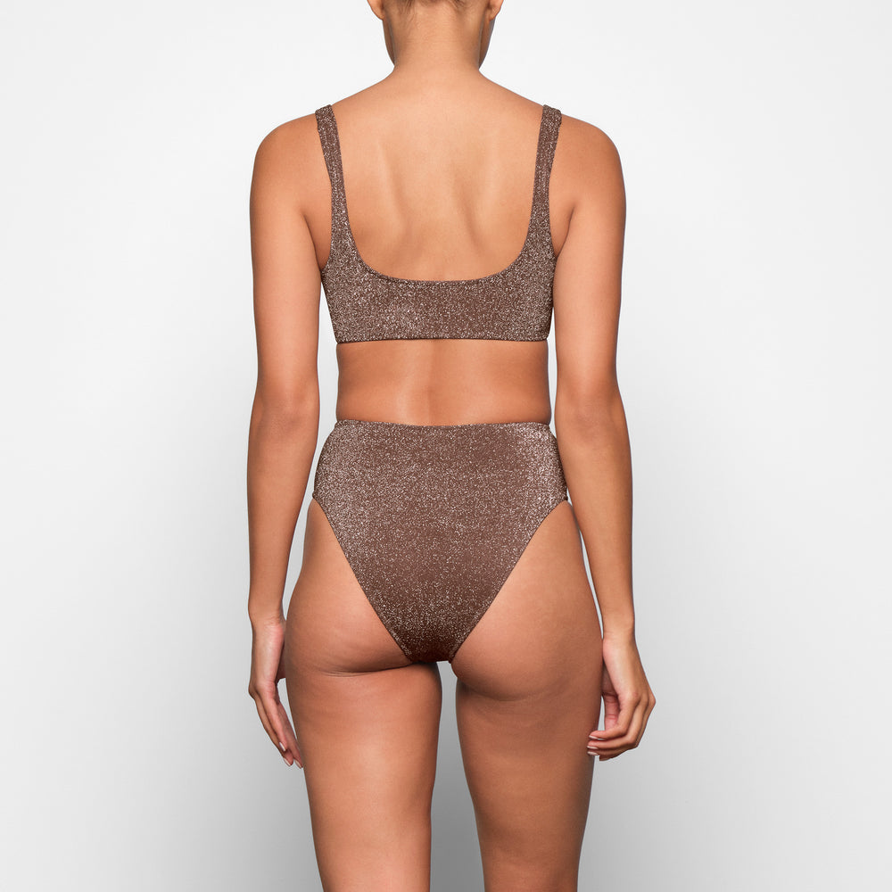 Skims GLITTER SWIM SCOOP BIKINI TOP Two Pieces Bruin | ROX-032617