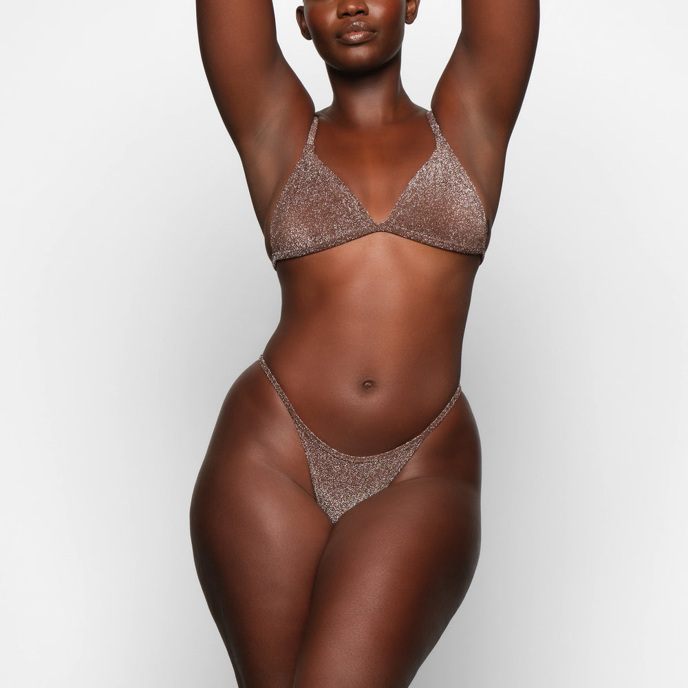 Skims GLITTER SWIM STRING Thong Chocola | XVW-307458