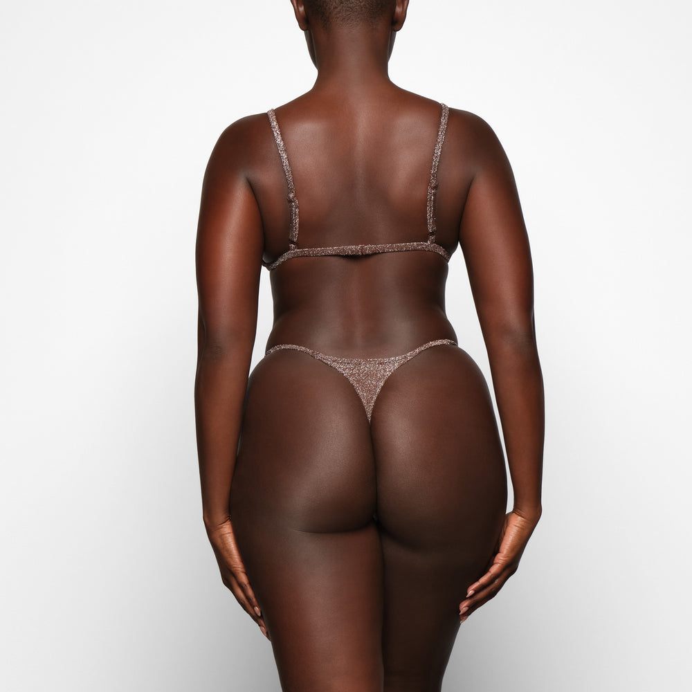 Skims GLITTER SWIM TRIANGLE BIKINI TOP Two Pieces Chocola | TER-865937