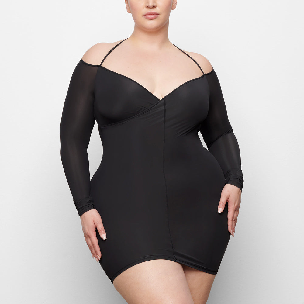Skims JELLY SHEER OFF THE SHOULDER Dress Zwart | DRT-681057