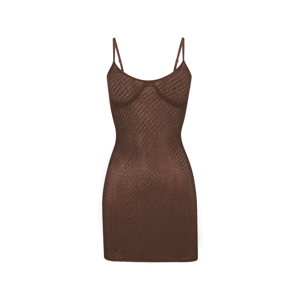 Skims LOGO MESH FOIL CAMI Dress Chocola | WKR-197036