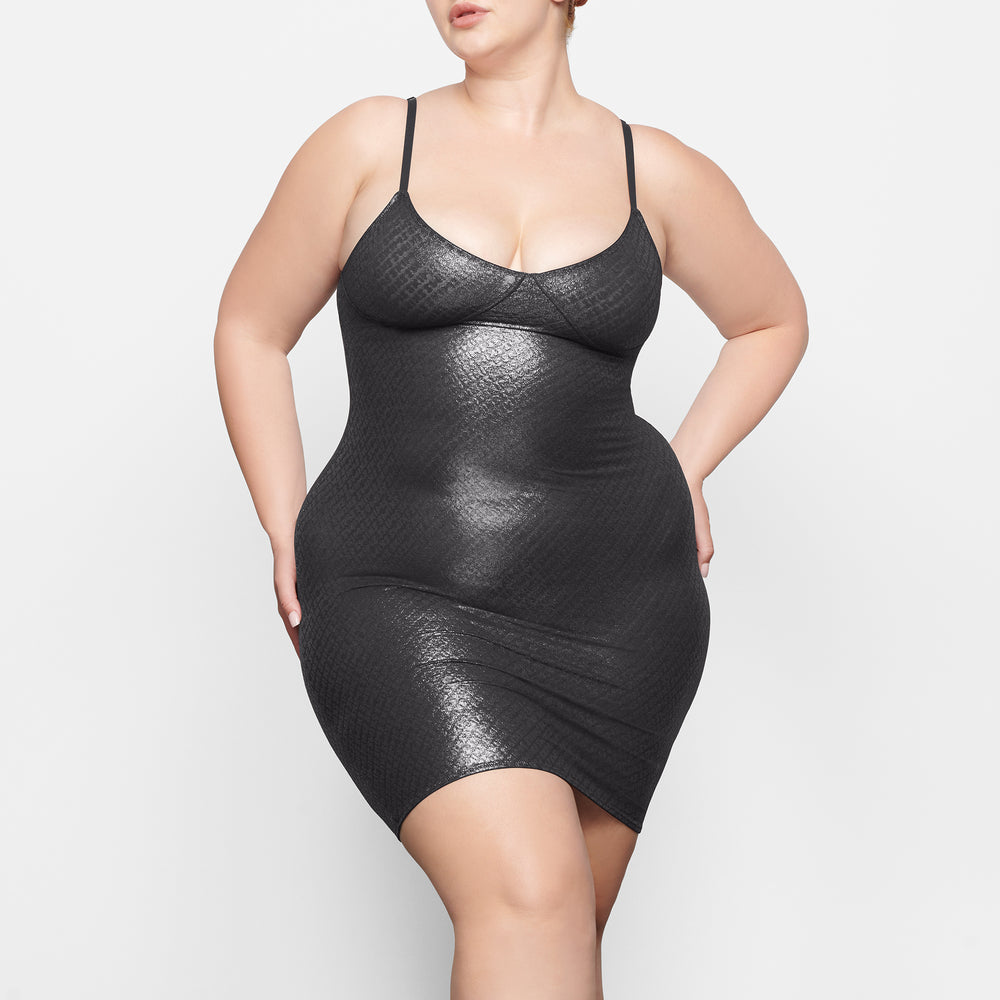 Skims LOGO MESH FOIL CAMI Dress Zwart | ZJX-184975