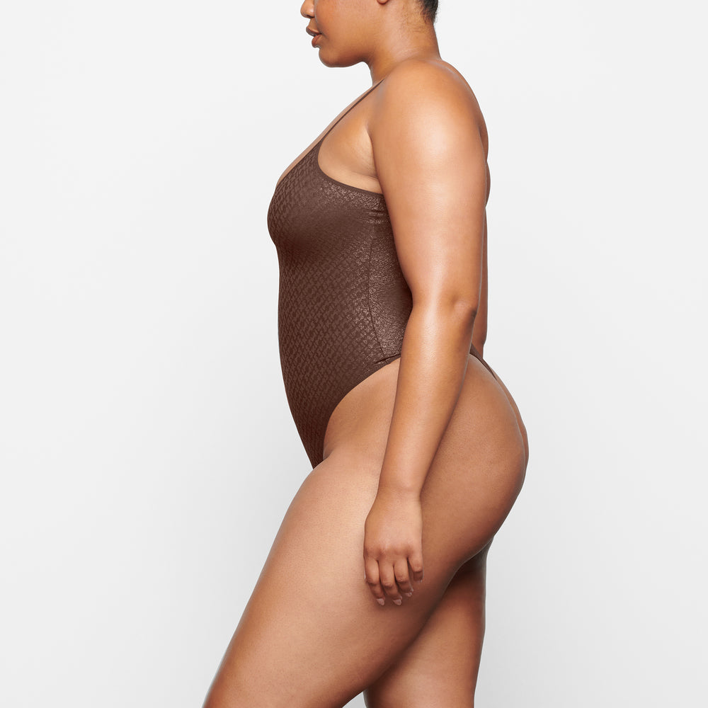 Skims LOGO MESH FOIL Cami Bodysuit Chocola | BJL-156937