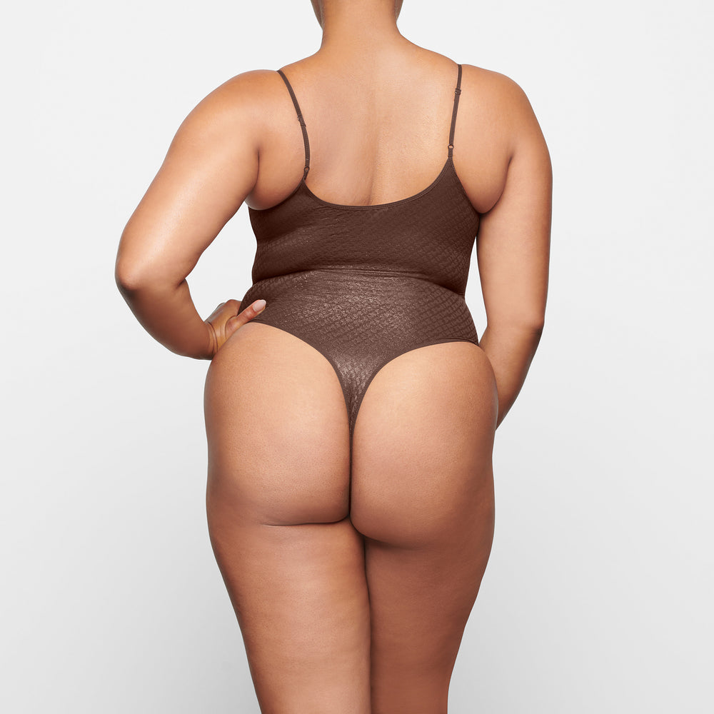 Skims LOGO MESH FOIL Cami Bodysuit Chocola | BJL-156937