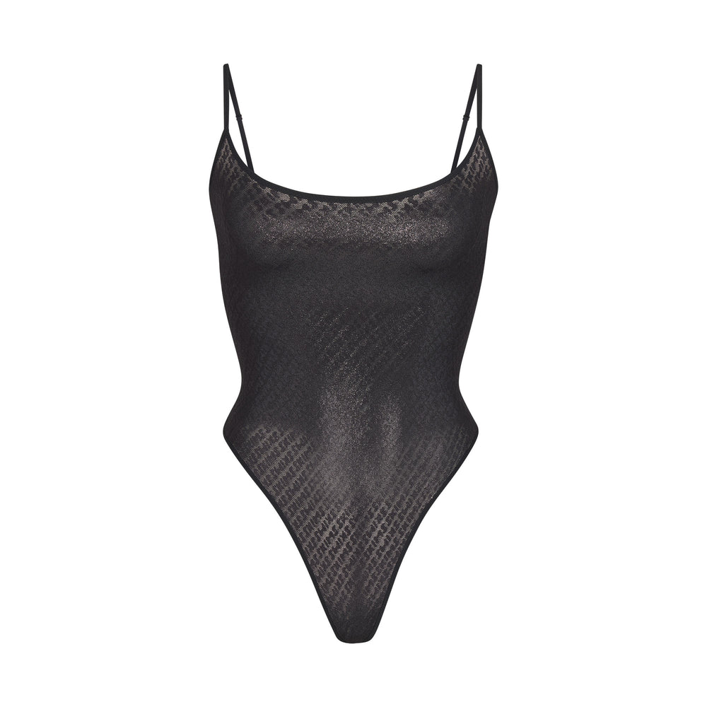 Skims LOGO MESH FOIL Cami Bodysuit Zwart | LRS-530684