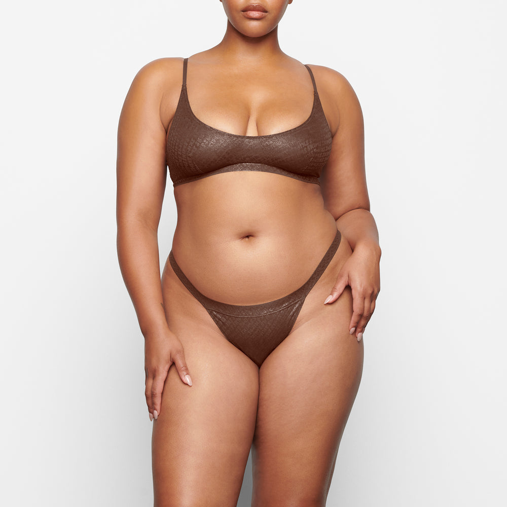 Skims LOGO MESH FOIL SKIMPY TRIANGLE Bralette Chocola | AIJ-067493