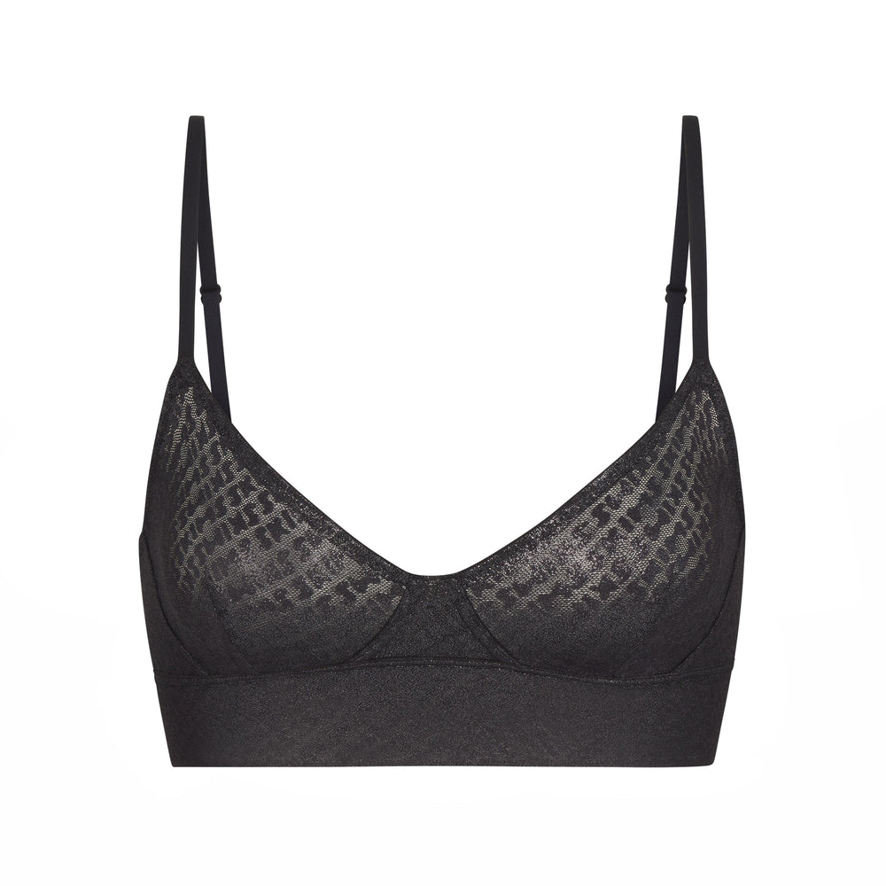Skims LOGO MESH FOIL TRIANGLE Bralette Zwart | EJF-382619