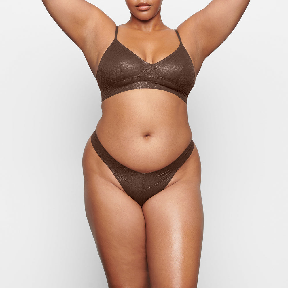 Skims LOGO MESH FOIL Thong Chocola | KBE-249173