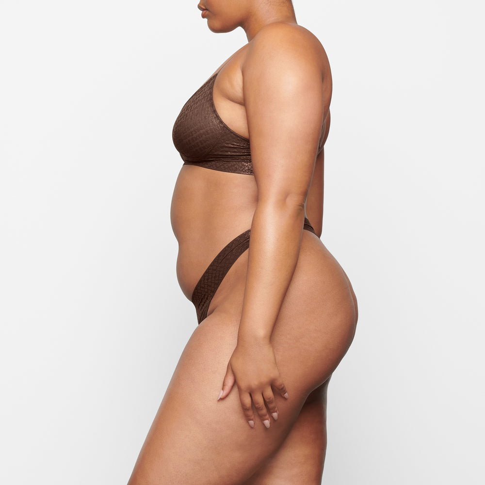 Skims LOGO MESH FOIL Thong Chocola | KBE-249173