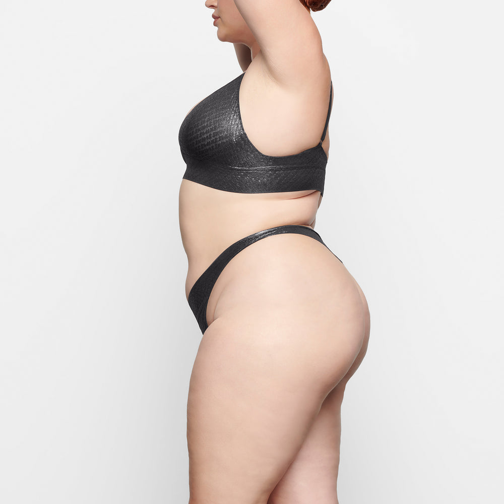 Skims LOGO MESH FOIL Thong Zwart | DXC-254308