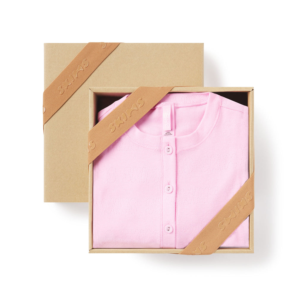 Skims LOGO POINTELLE HENLEY ONESIE Kinderen Roze | UPJ-754860