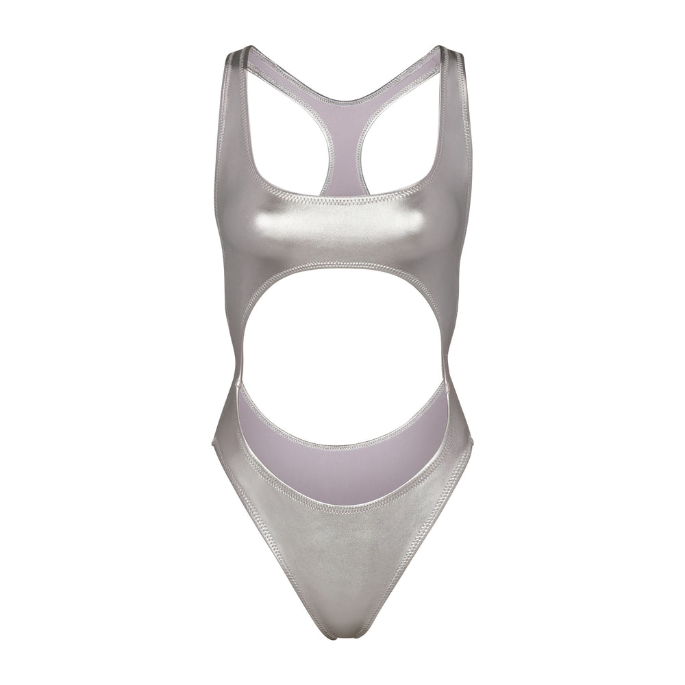 Skims METALLIC SWIM CUT-OUT MONOKINI One Piece Grijs | JGI-961742