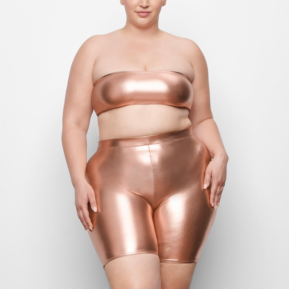 Skims METALLIC SWIM MID WAIST SHORT Cover-ups Roze Goud | FQN-632091