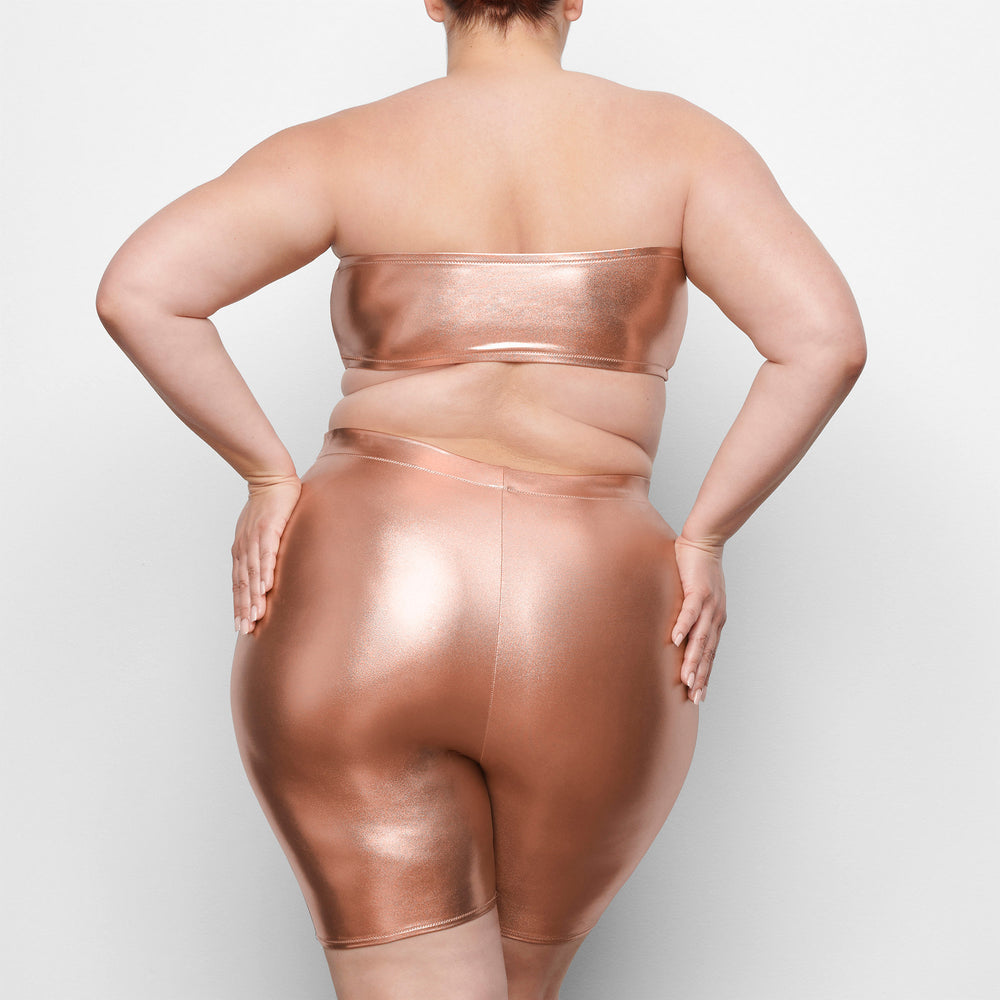 Skims METALLIC SWIM MID WAIST SHORT Cover-ups Roze Goud | FQN-632091